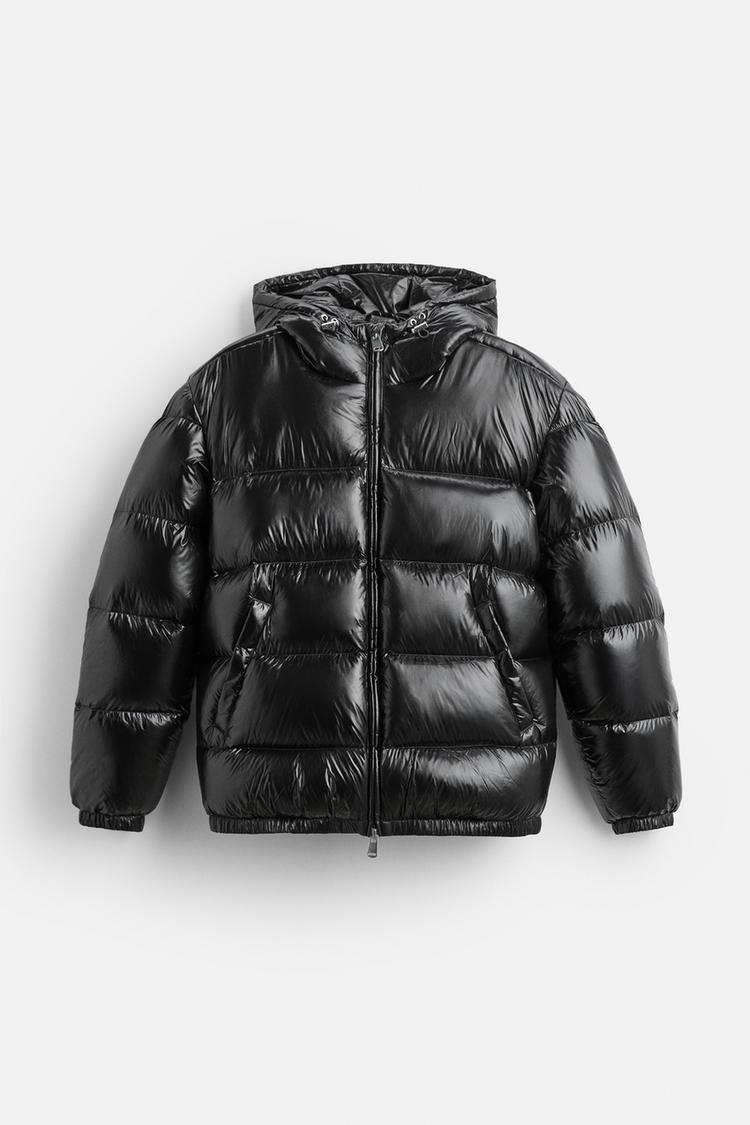 Piumino lucido unisex nero - vista frontale