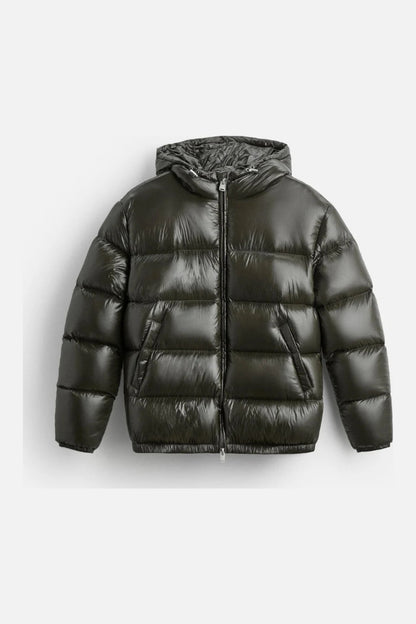 Piumino lucido unisex verde - vista frontale